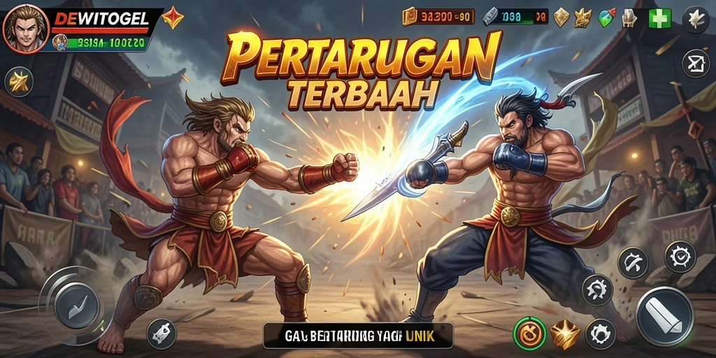 Tampilan pertarungan epik dalam DEWITOGEL yang penuh aksi.
