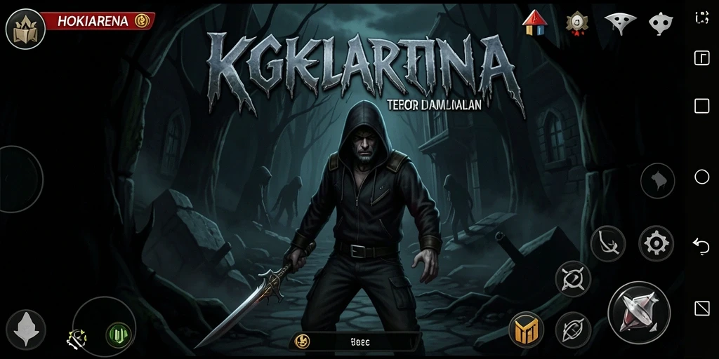 Menampilkan gameplay menegangkan dalam kegelapan.