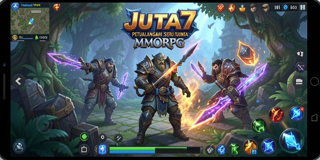 Screenshot utama JUTA7 menampilkan aksi seru dalam dunia MMORPG.