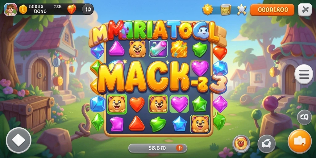 Tampilan menarik gameplay MARIATOGL dengan berbagai item berwarna.