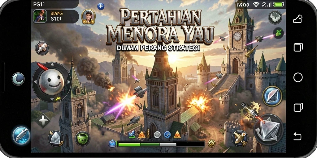 Tangkapan layar PG11 menampilkan aksi pertahanan menara yang mendebarkan.