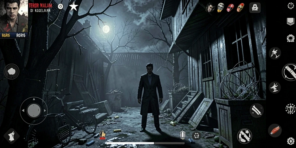 Tampilan mencekam dari gameplay R6R6 di tengah kegelapan.