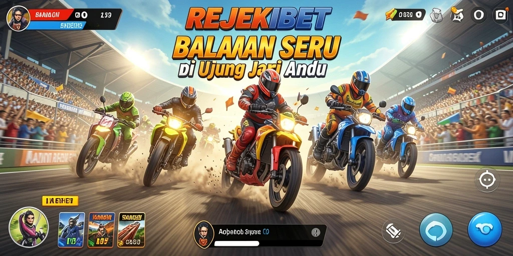 Screenshot utama REJEKIBET menampilkan aksi balapan yang mendebarkan.