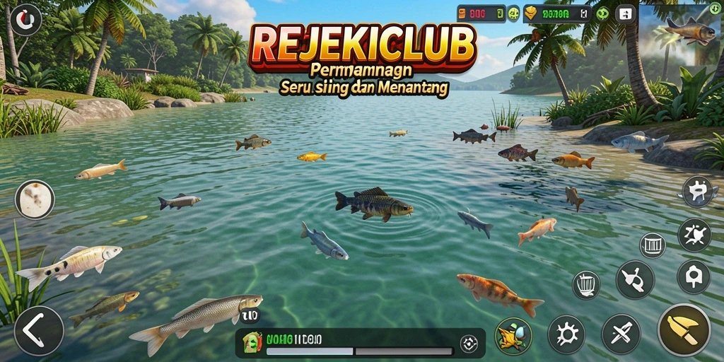 Tampilan gameplay memancing yang mengasyikkan di REJEKICLUB.