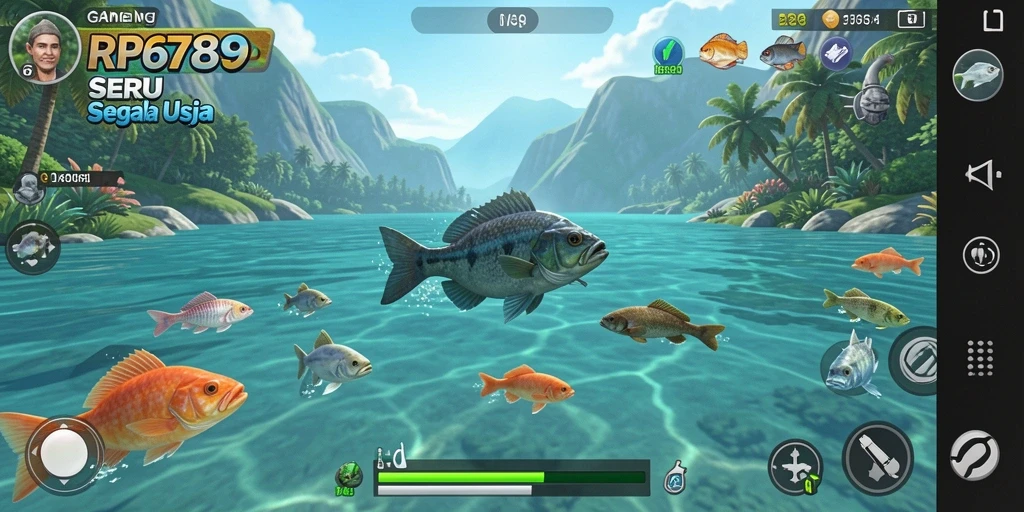 Tangkapan layar utama RP6789 menampilkan gameplay memancing yang menarik dan realistis.