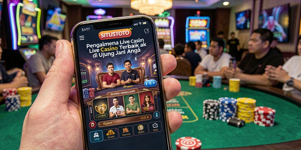 Screenshot gameplay SITUSTOTO menampilkan dealer langsung dan suasana kasino yang mendebarkan.