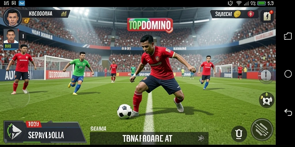 Tampilan gameplay seru dalam permainan sepak bola TOPDOMINO.