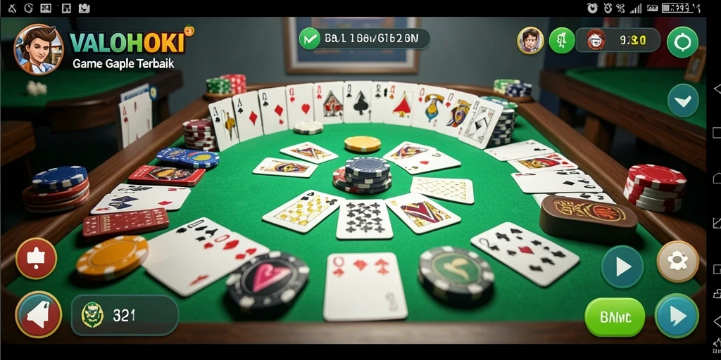 Tampilan gameplay VALOHOKI dengan kartu Gaple yang seru.